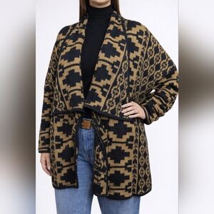 Long Tall Sally Geometric Knit Cardigan | Oversized Tall Fit | Boho Sweater Coat